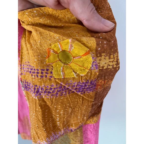 Vintage Jams World Abstract Floral Patchwork Dress Size XL Hawaiian Boho Hippie - Picture 4 of 10